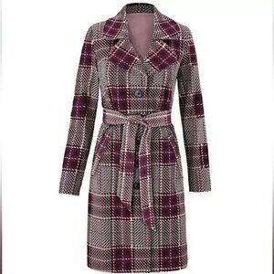 Cabi Sovereign Plaid Trench Coat Size Small